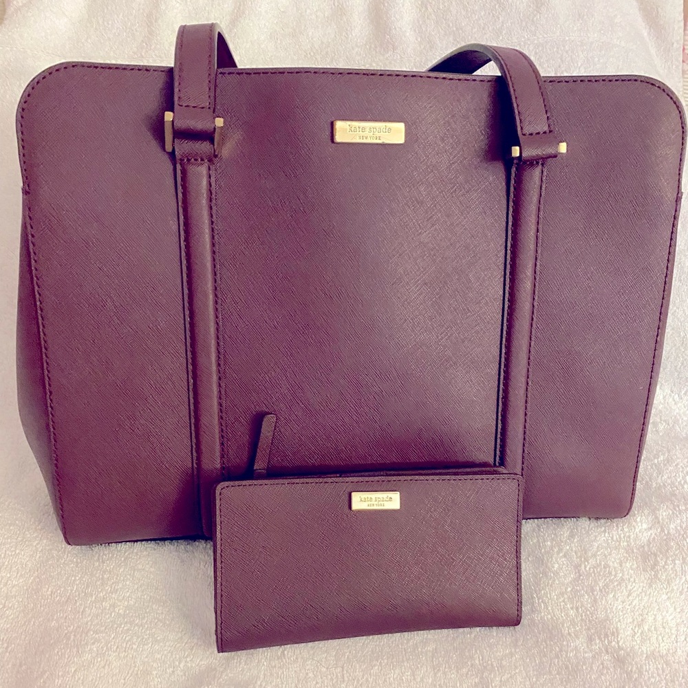 Matching- Kate Spade Saffiano Loden burgundy bag & wallet